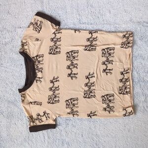 EUC 2T Kate Quinn Shirt Sleeve Ringer Tee Brown Teddy Bear Modal Neutral